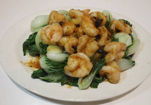 Prawns Stir-fried with Baby Bokchoy in Black Bean Sauce 豉汁蝦球炒白菜苗